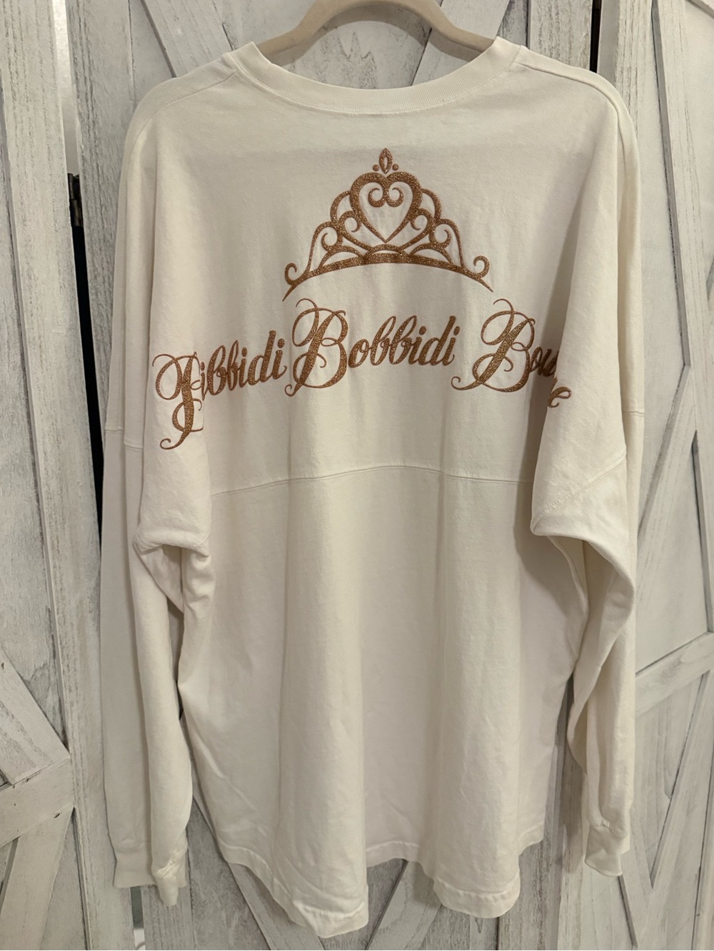 Disney Ivory Long Sleeve Tee with Gold Script Tiara! Limited edition! Size large